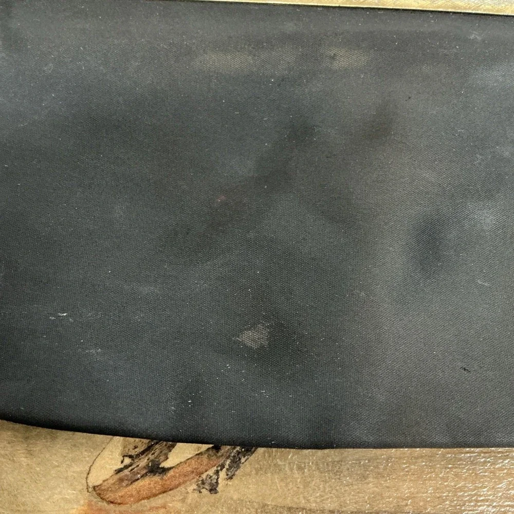 Vintage Black Satin Gold Toned Frame Clutch Handbag Evening Wedding Party Formal